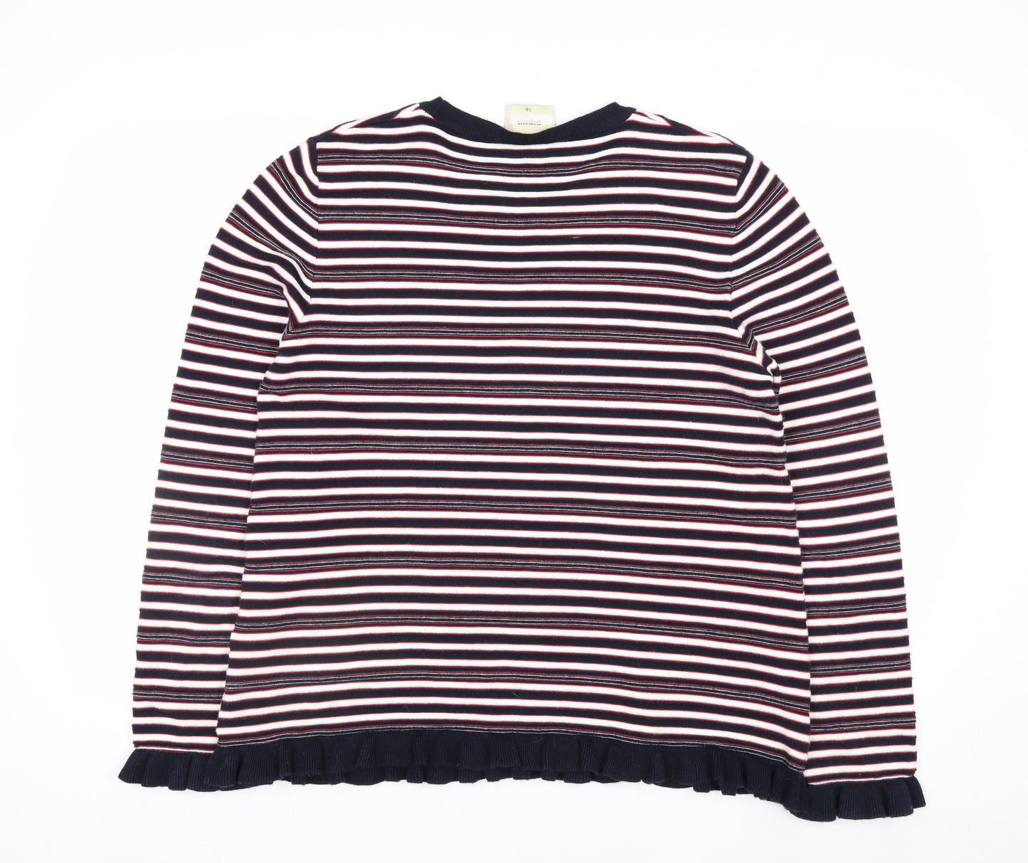 Papaya Women’s Multicoloured Striped Crew Neck Cotton Jumper Size 16
