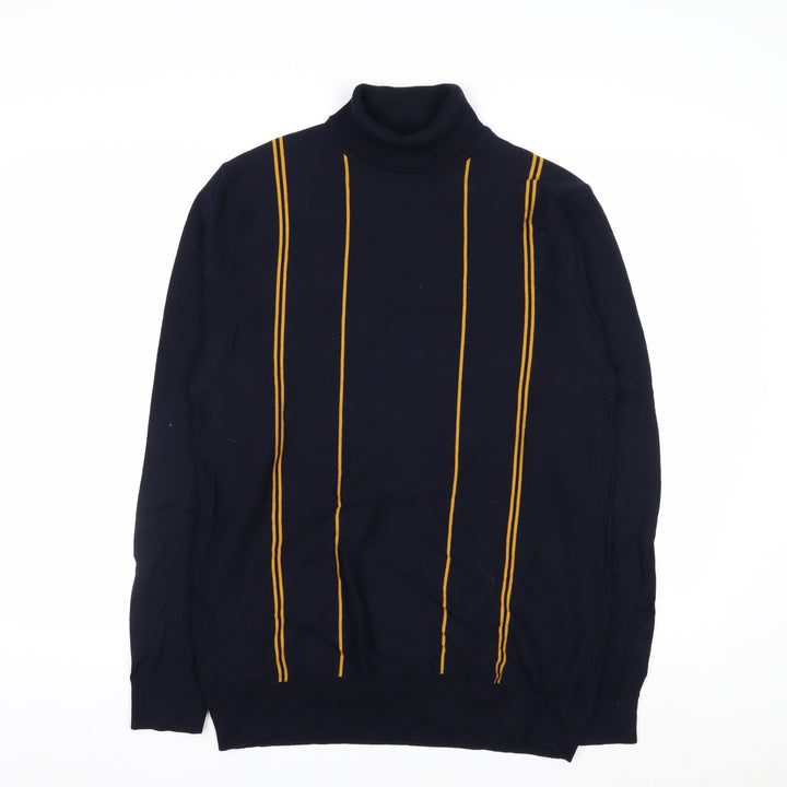 Next Men’s Blue Roll Neck Striped Knit Jumper Size M