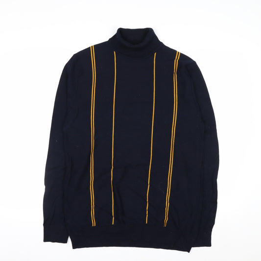 Next Men’s Blue Roll Neck Striped Knit Jumper Size M