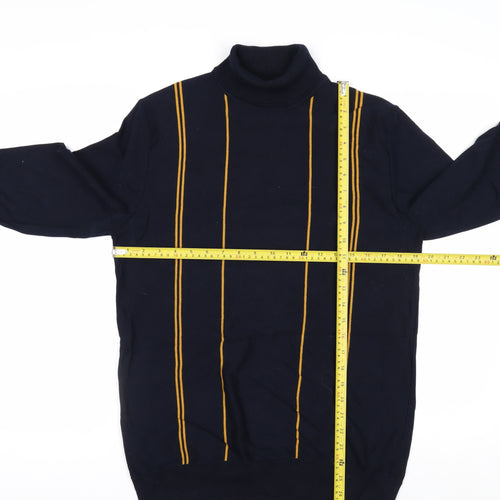 Next Men’s Blue Roll Neck Striped Knit Jumper Size M