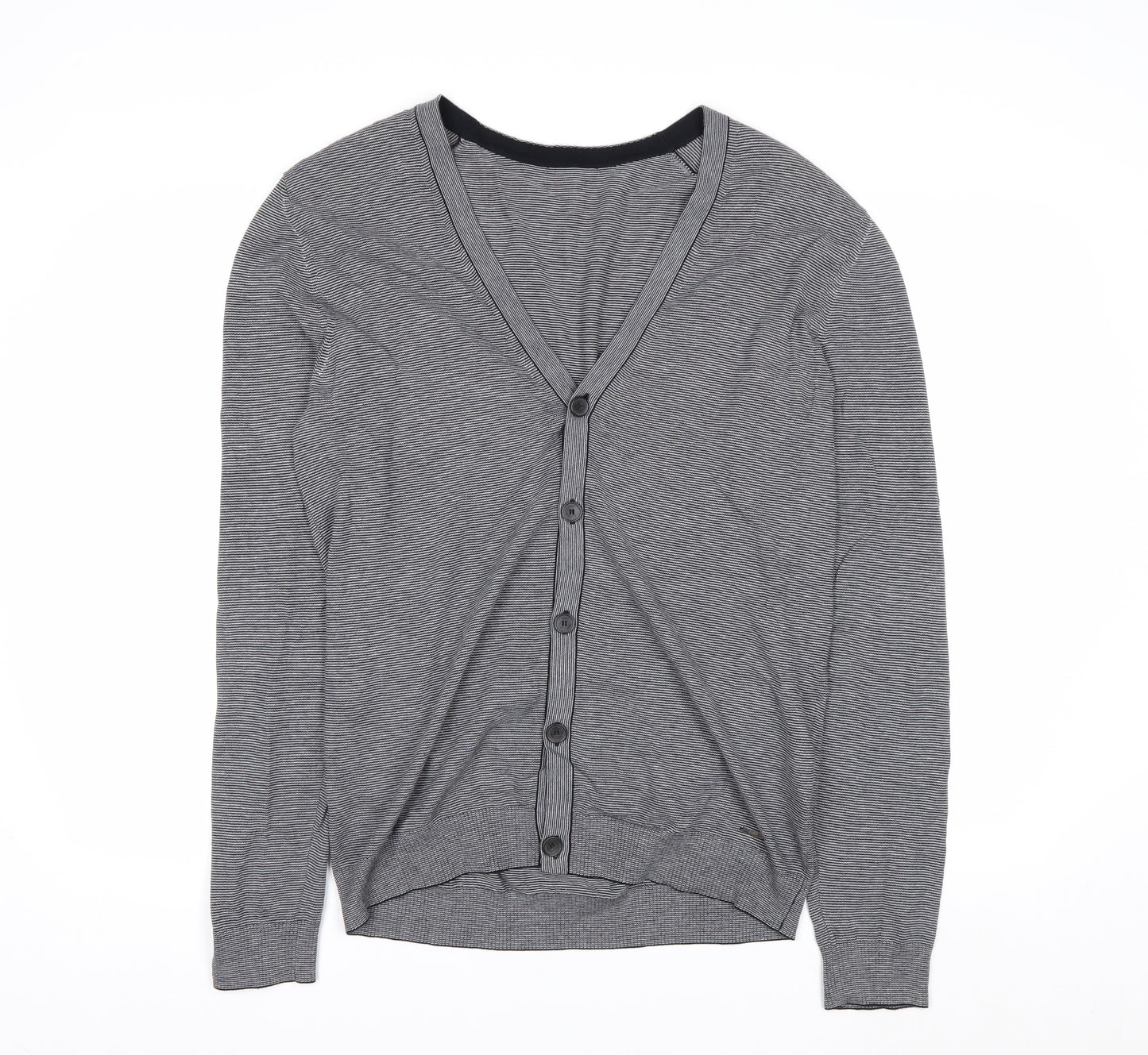 Hugo Boss Men's Grey Cotton V-Neck Button Cardigan M