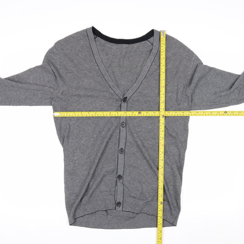 Hugo Boss Men's Grey Cotton V-Neck Button Cardigan M