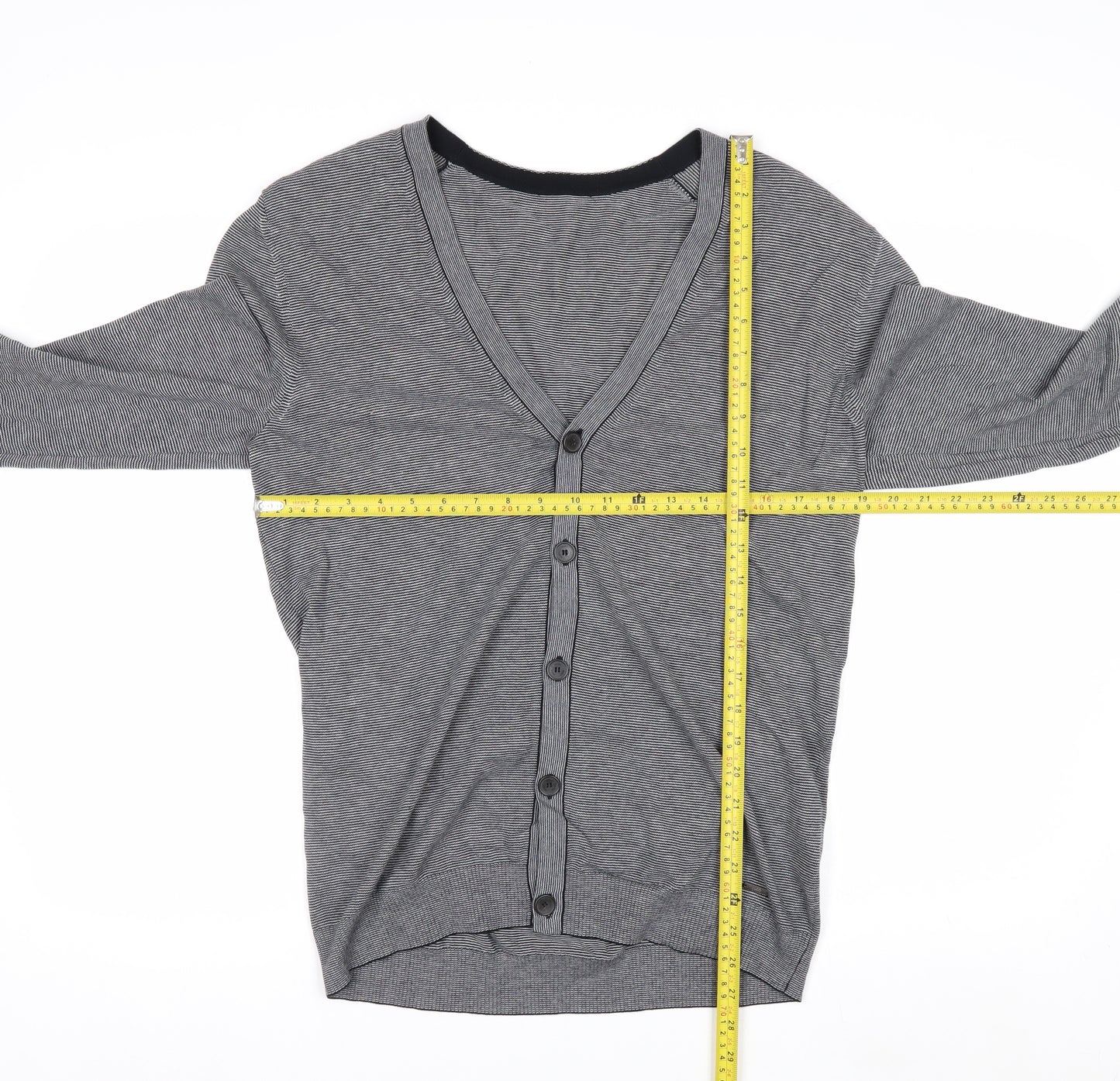 Hugo Boss Men's Grey Cotton V-Neck Button Cardigan M