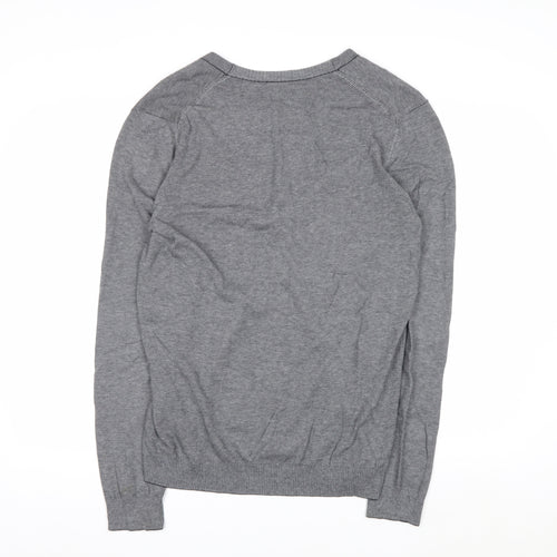 Hugo Boss Men's Grey Cotton V-Neck Button Cardigan M