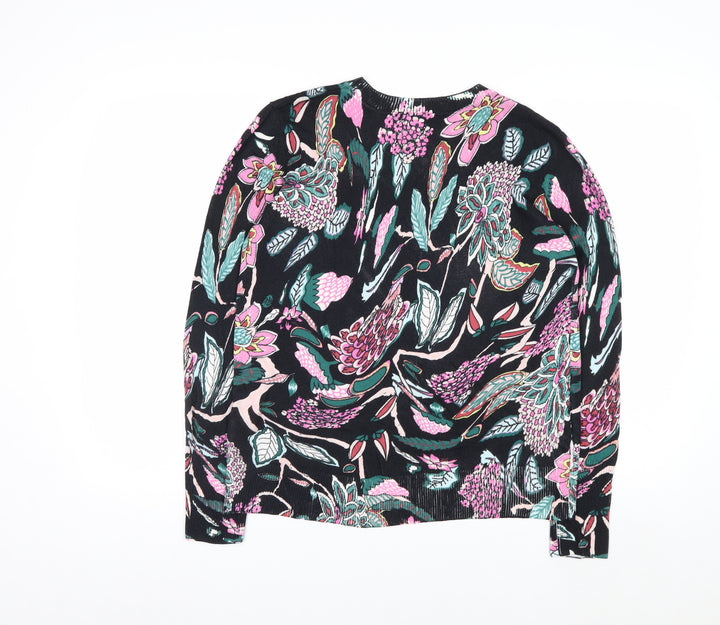 Desigual Women Black Multicoloured Floral Crew Neck Jumper XL