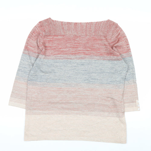 Next Womens Multicoloured Stripe Knit Jumper Size 18 Boat Neck 3/4 Sleeve