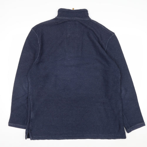 Weird Fish Mens Blue 1/4 Zip Waffle Knit Jumper Size L