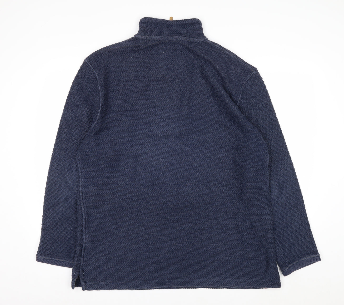 Weird Fish Mens Blue 1/4 Zip Waffle Knit Jumper Size L