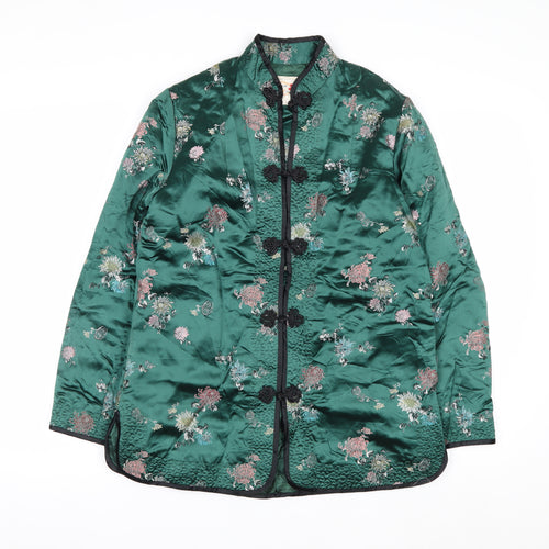 Peony Brand Women's Green Floral Embroidered Cardigan M