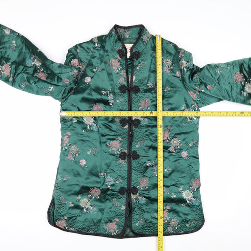 Peony Brand Women's Green Floral Embroidered Cardigan M