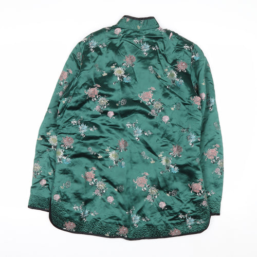 Peony Brand Women's Green Floral Embroidered Cardigan M
