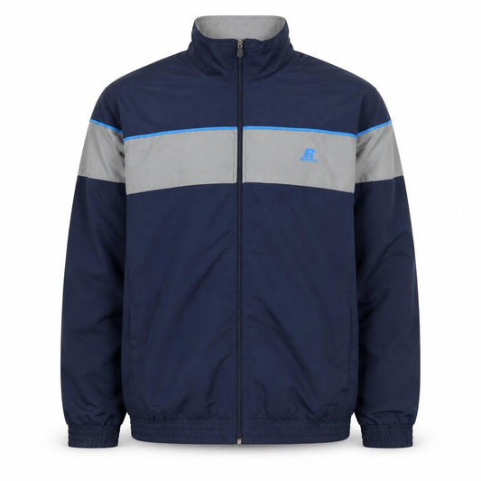 Front view of Russell Athletic Men's Blue Grey XL Windbreaker Jacket