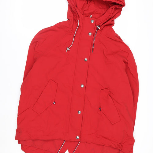Tommy Hilfiger Men's Red Hooded Nylon Parka Jacket XS
