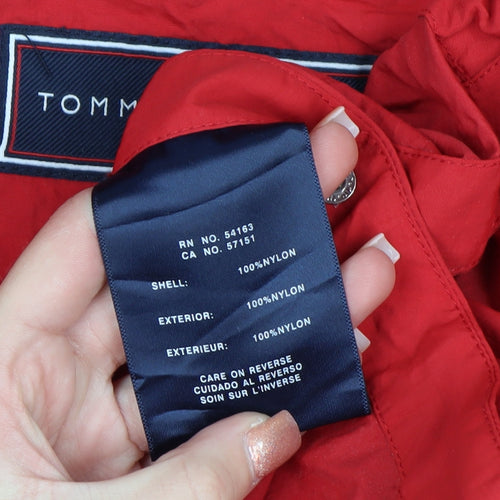Tommy Hilfiger Men's Red Hooded Nylon Parka Jacket XS