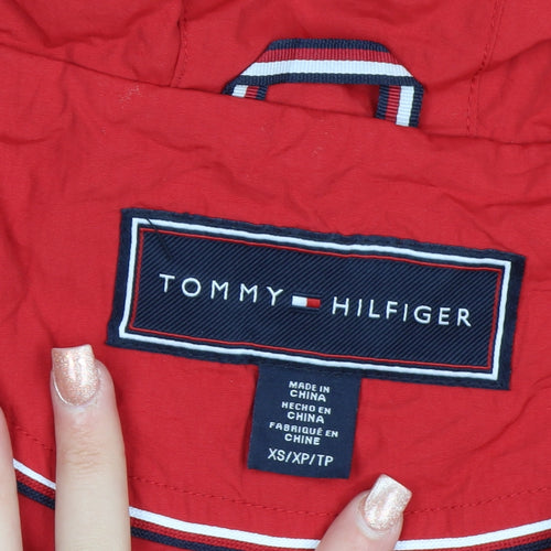 Tommy Hilfiger Men's Red Hooded Nylon Parka Jacket XS