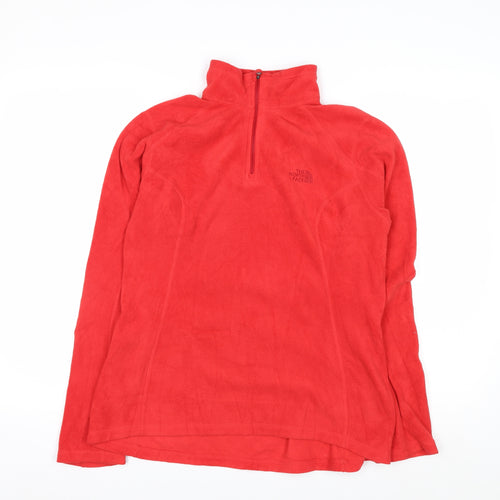 The North Face Womens Red Fleece 1/4 Zip Pullover Sweatshirt Size M