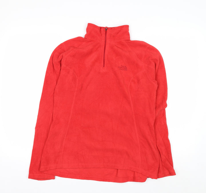 The North Face Womens Red Fleece 1/4 Zip Pullover Sweatshirt Size M