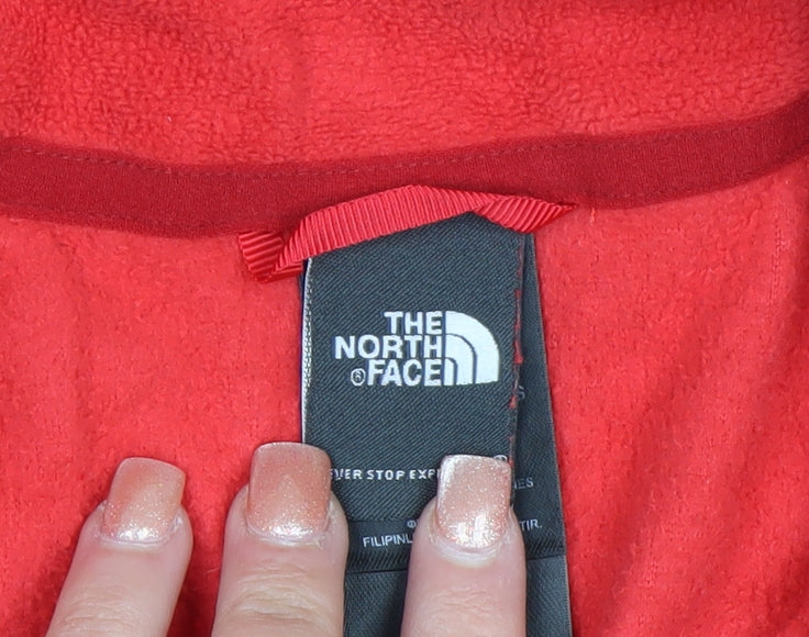 The North Face Womens Red Fleece 1/4 Zip Pullover Sweatshirt Size M