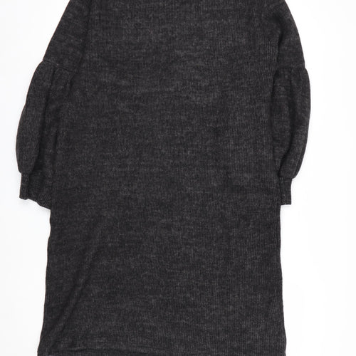 SADYESS Women Grey Knit Jumper Dress Size S Long Sleeve Crew Neck