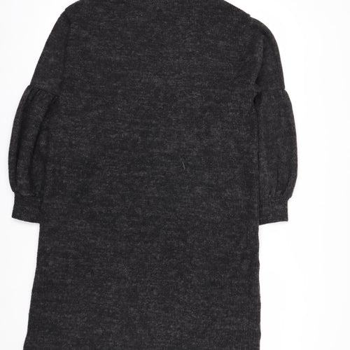 SADYESS Women Grey Knit Jumper Dress Size S Long Sleeve Crew Neck