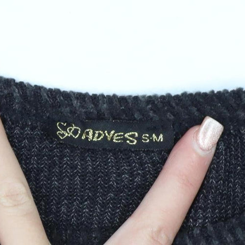 SADYESS Women Grey Knit Jumper Dress Size S Long Sleeve Crew Neck