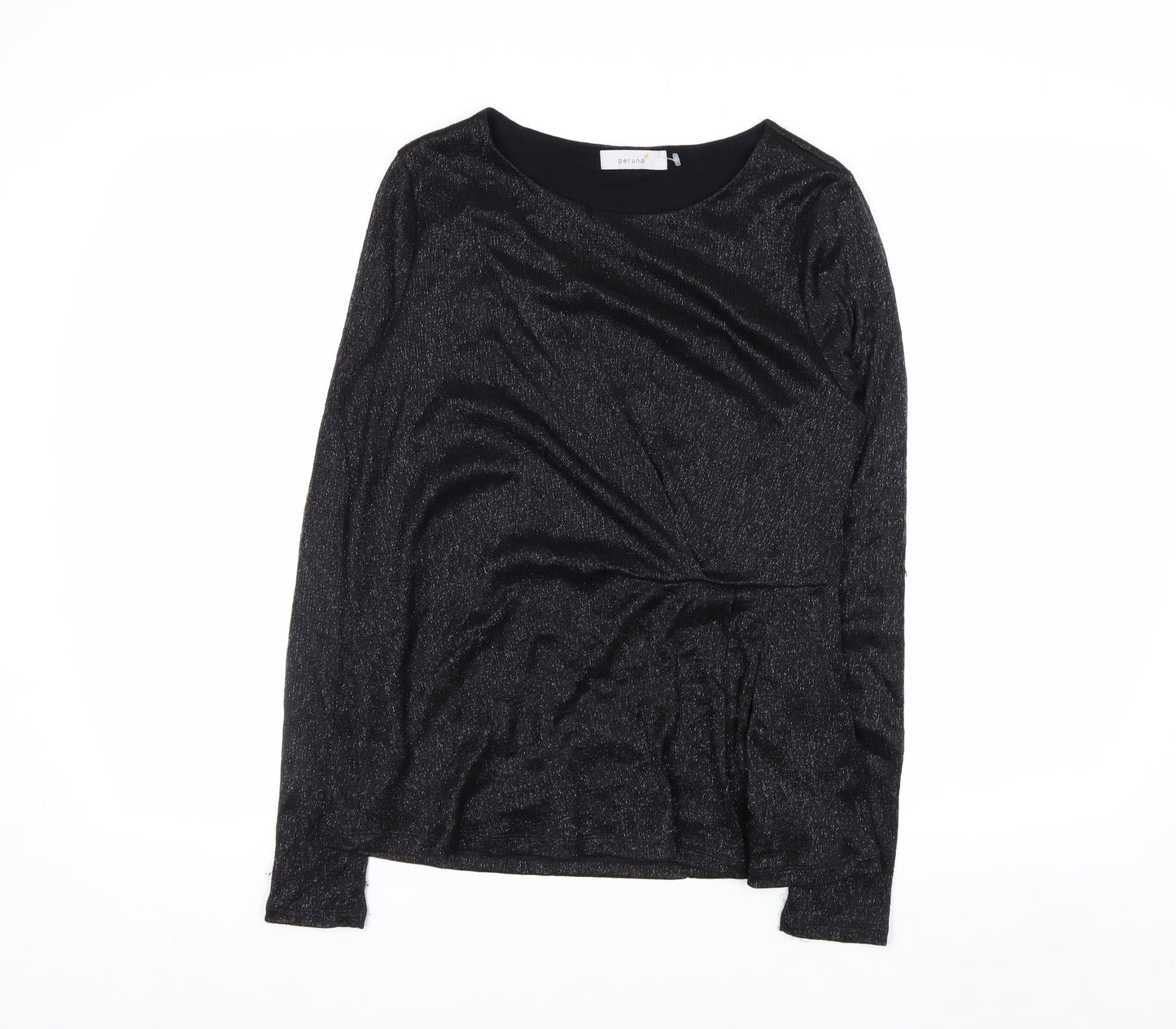 Marks and Spencer Per Una Black Metallic Long Sleeve Blouse Size 12