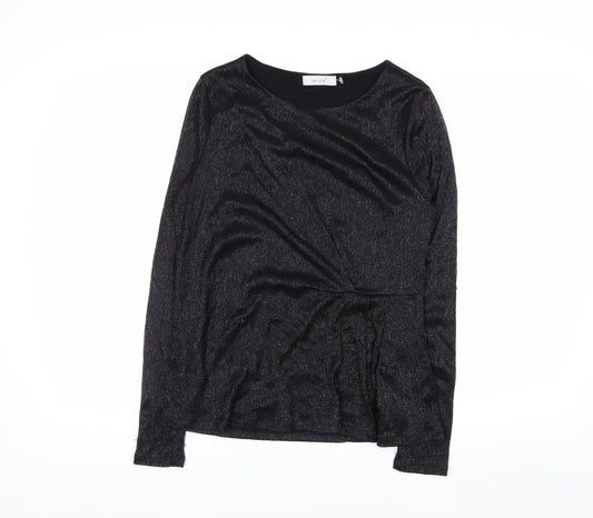 Marks and Spencer Per Una Black Metallic Long Sleeve Blouse Size 12