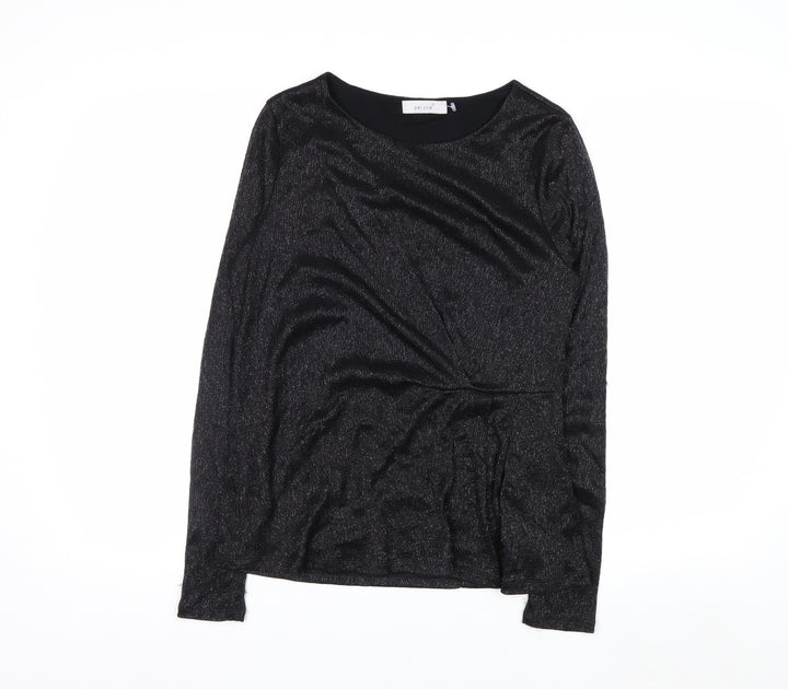 Marks and Spencer Per Una Black Metallic Long Sleeve Blouse Size 12