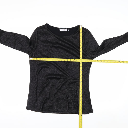Marks and Spencer Per Una Black Metallic Long Sleeve Blouse Size 12
