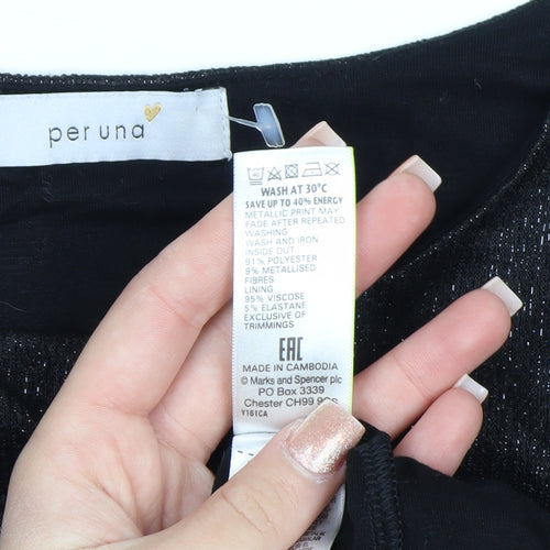 Marks and Spencer Per Una Black Metallic Long Sleeve Blouse Size 12