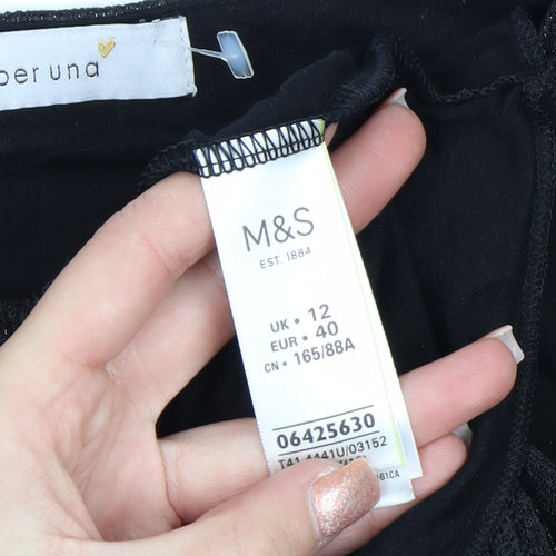 Marks and Spencer Per Una Black Metallic Long Sleeve Blouse Size 12