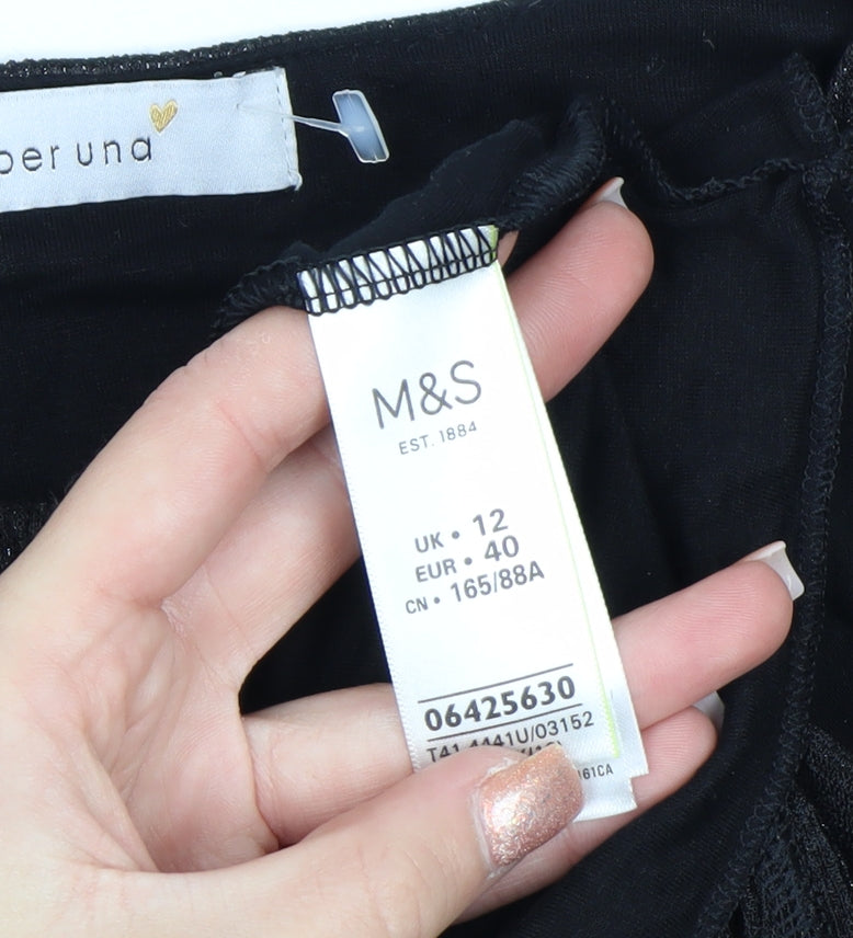 Marks and Spencer Per Una Black Metallic Long Sleeve Blouse Size 12