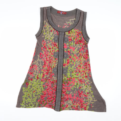 Uttam London Women's Brown Geometric Sleeveless Knit Vest M