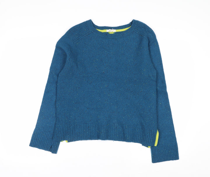 White Stuff Women's Blue Wool Knit Jumper UK 12 Crew Neck
