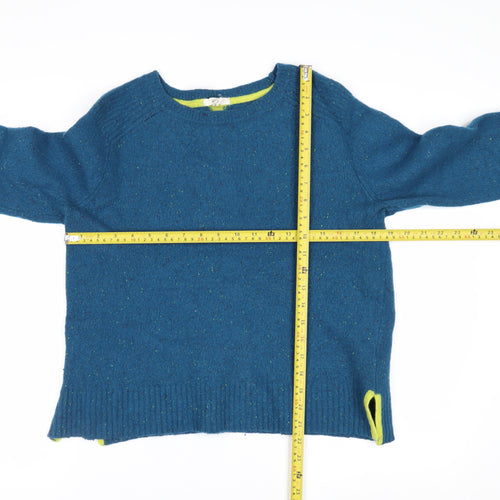White Stuff Women's Blue Wool Knit Jumper UK 12 Crew Neck