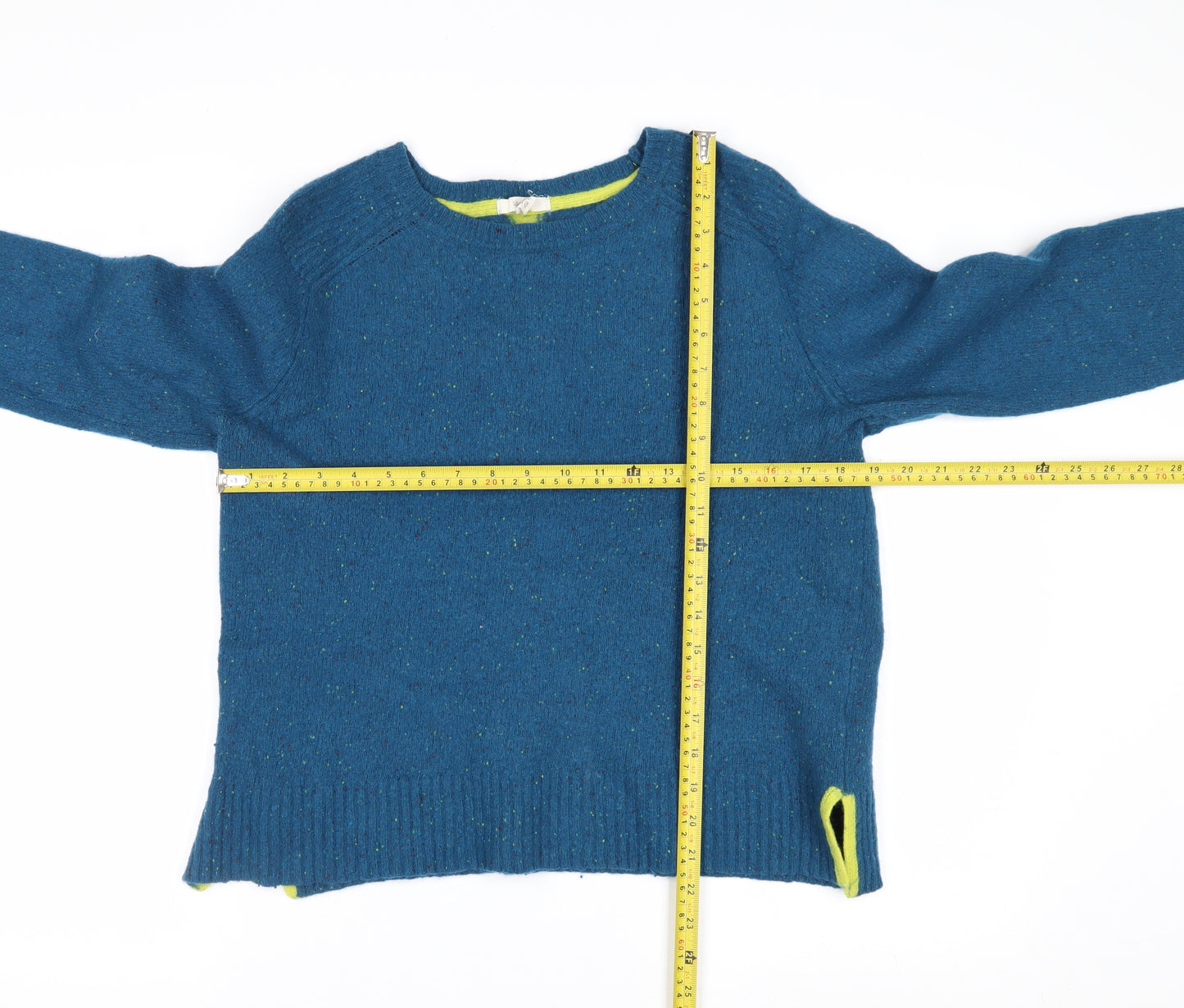 White Stuff Women's Blue Wool Knit Jumper UK 12 Crew Neck