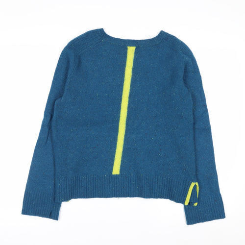 White Stuff Women's Blue Wool Knit Jumper UK 12 Crew Neck