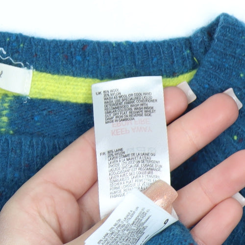 White Stuff Women's Blue Wool Knit Jumper UK 12 Crew Neck