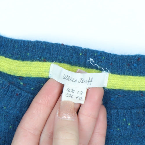 White Stuff Women's Blue Wool Knit Jumper UK 12 Crew Neck