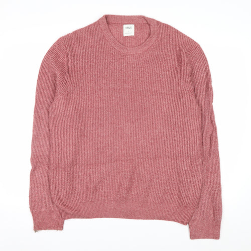 Marks and Spencer Men’s Pink Crew Neck Knit Jumper Size L