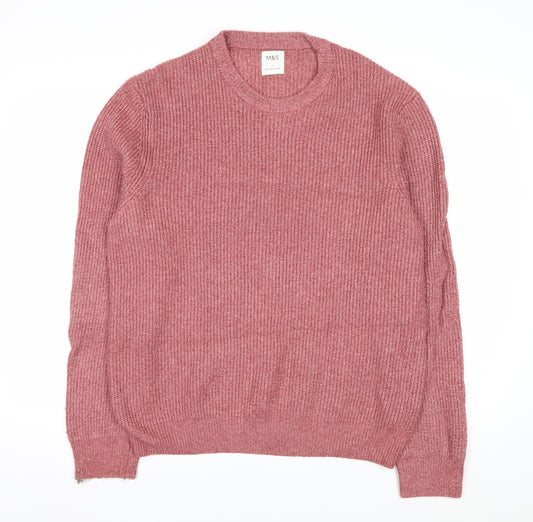 Marks and Spencer Men’s Pink Crew Neck Knit Jumper Size L