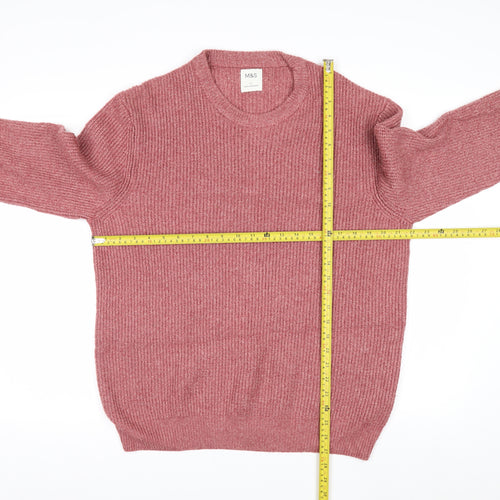 Marks and Spencer Men’s Pink Crew Neck Knit Jumper Size L