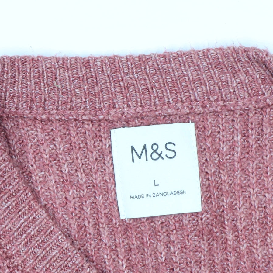 Marks and Spencer Men’s Pink Crew Neck Knit Jumper Size L