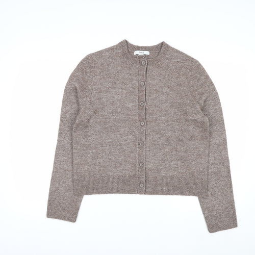 Marks and Spencer Women's Beige Crew Neck Button Cardigan M