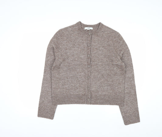 Marks and Spencer Women's Beige Crew Neck Button Cardigan M