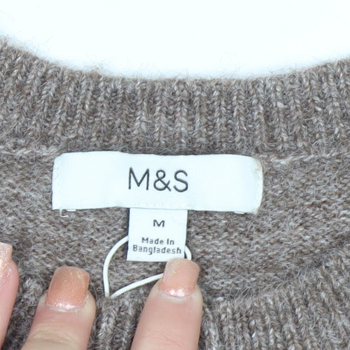 Marks and Spencer Women's Beige Crew Neck Button Cardigan M