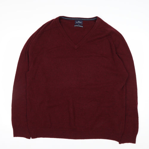Marks and Spencer Blue Harbour Men's Red 2XL V-Neck Lambswool Jumper