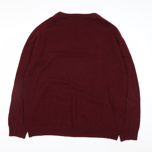 Marks and Spencer Blue Harbour Men's Red 2XL V-Neck Lambswool Jumper