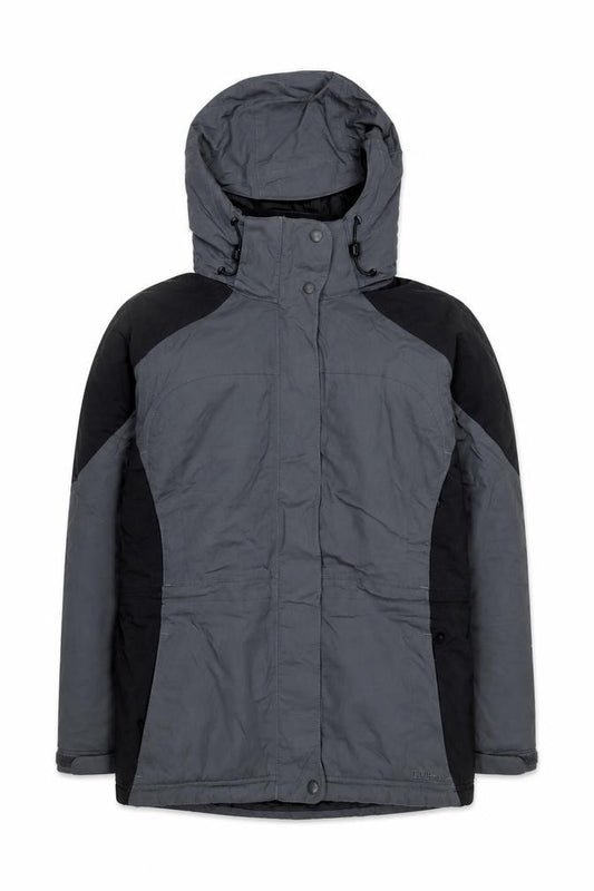 Front view of L.L.Bean Men's Grey Hooded Waterproof Insulated Parka Jacket M