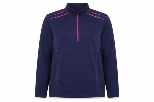 Front view of Nike Golf Women's Navy Therma-Fit 1/2 Zip Pullover Sweatshirt, size L